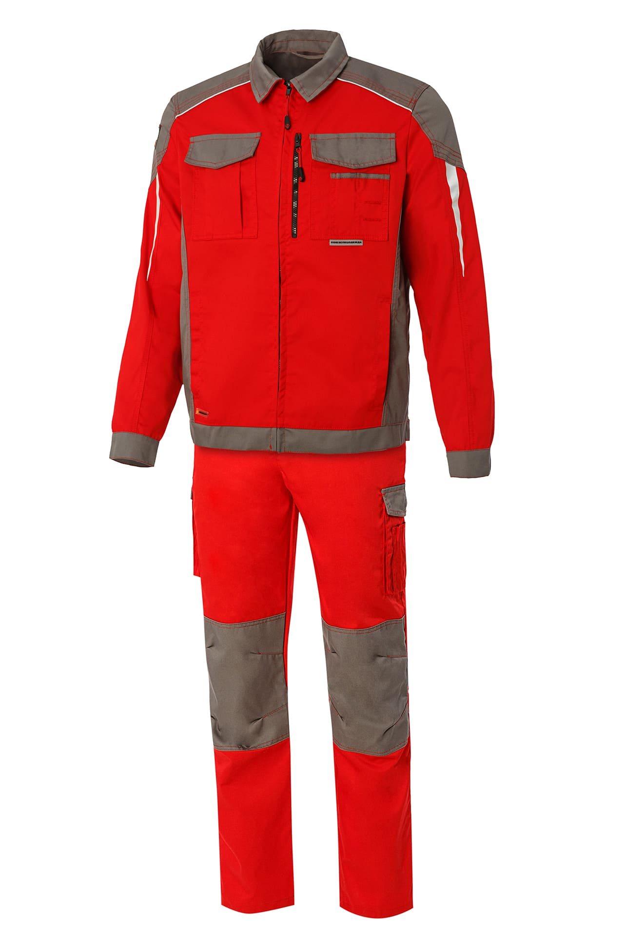 64648 Костюм  NEW 2 красный с серым STATUS  Летняя спецодежда  размер 64-66/170-176 