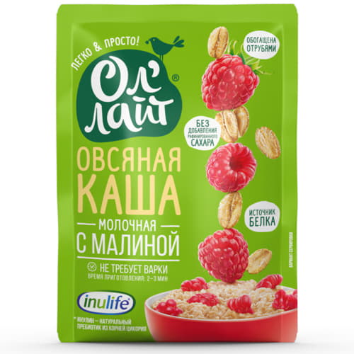 Каша овсяная молочная с малиной Ол'Лайт 40 г Santreyd 13351 - Вид №1