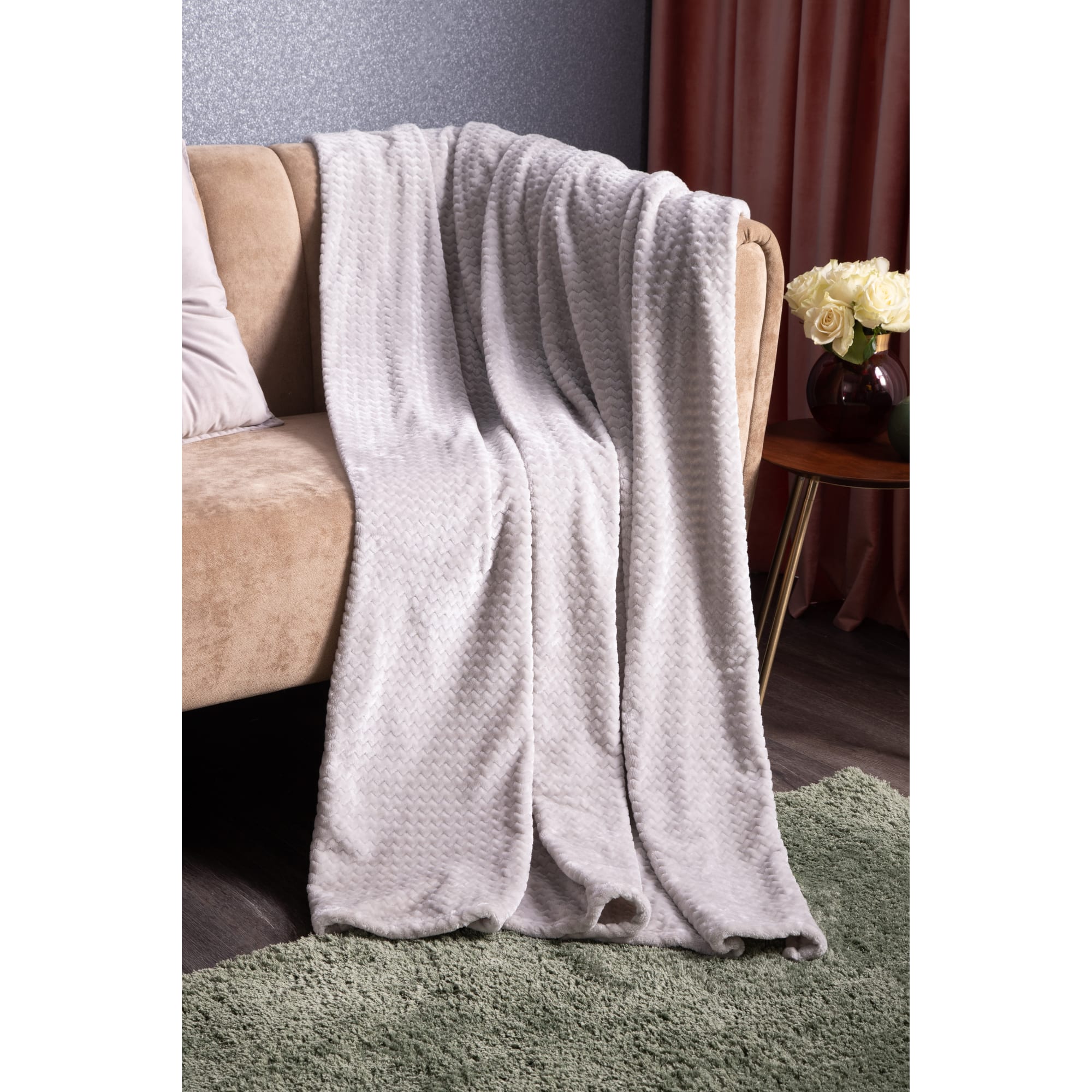 82391612 Плед «Велсофт», 150x200 см, полиэстер, цвет серый Santreyd  - Вид №6