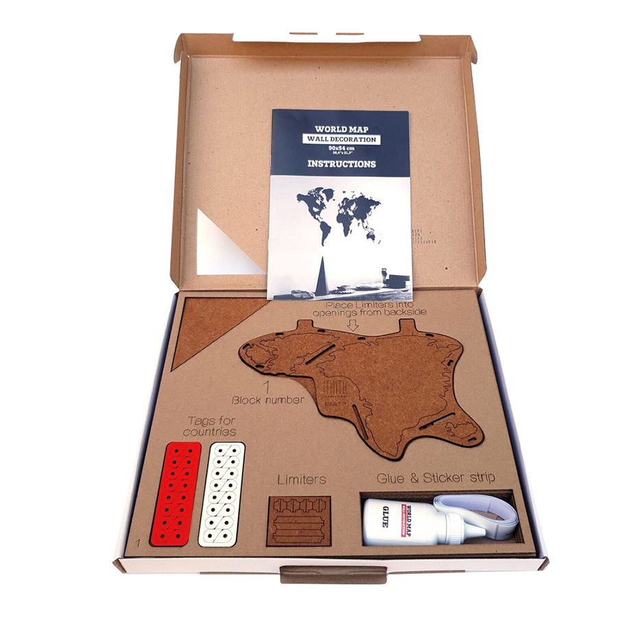 19-03 Карта-пазл wall decoration, 90х54 см, коричневая Mimi  - Вид №6