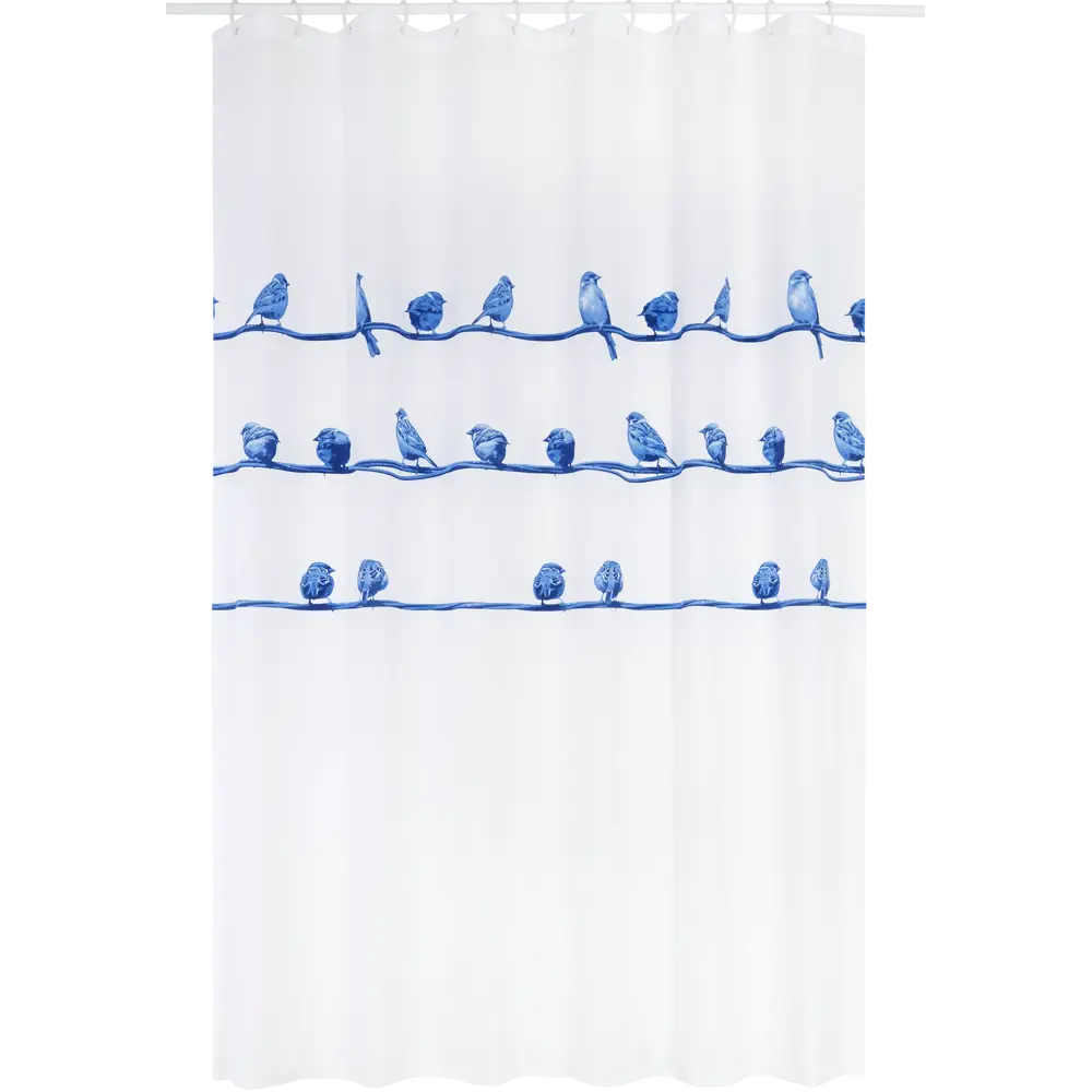 Штора для ванны Bacchetta Birdies Blu с кольцами 180x200 см полиэстер , цвет мультиколор 84621374 STLM-2004389 Шторы текстильные - Вид №1