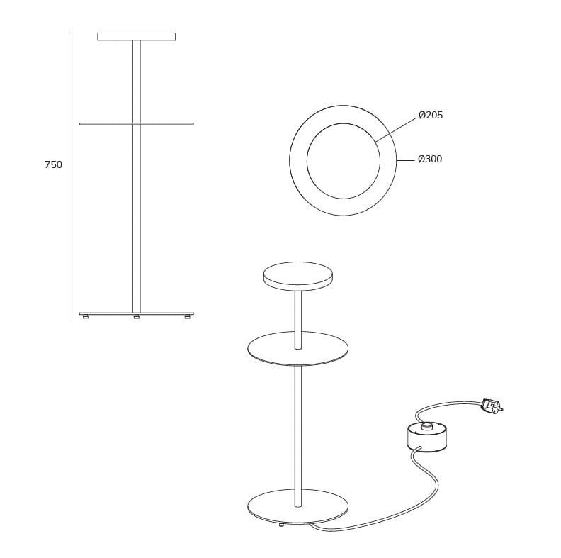 Алюминиевая светодиодная напольная лампа с полкой Exporlux P# P02 SA SLD 750 M ARCH-00124695 - Вид №2