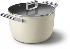 CKFC2611CRM Посуда / кастрюля с двумя ручками и крышкой 26 см, кремовая SMEG