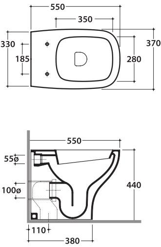 Ge001.bi Приставной унитаз напольный Белый Ceramica Globo Genesis Италия - Вид №3