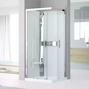 Душевая кабина термостатическая 90x90 GLAX 3 A90 STANDARD Novellini GLAX 3 с низким душевым поддоном и серебристым профилем