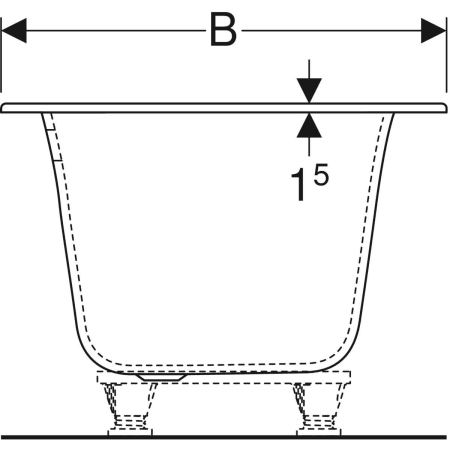 554.045.01.1 Прямоугольная ванна Geberit Soana, с узкими краями, Duo Geberit  - Вид №4