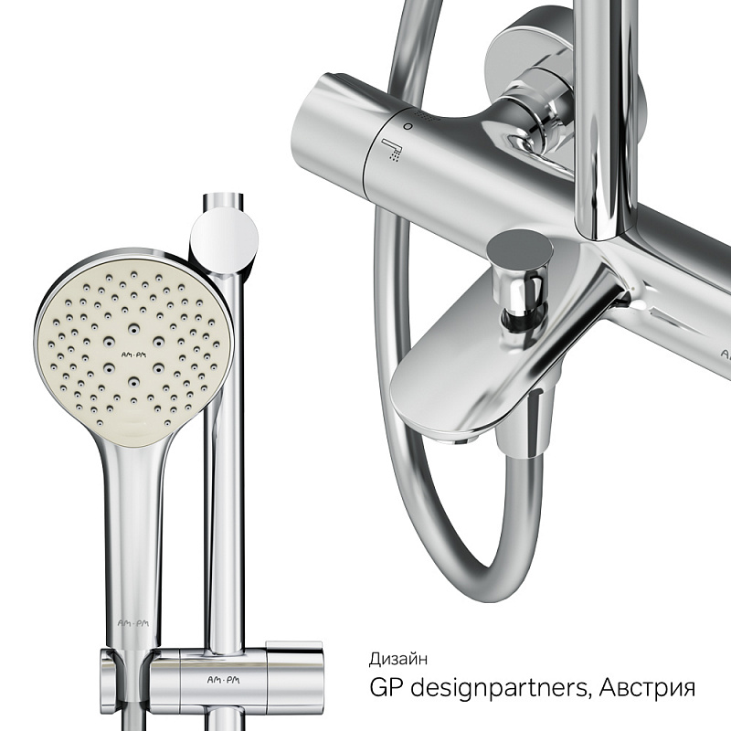 F0790520 душ.система набор: смеситель д/ванны/душа с термостатом верхн. душ d 220 мм ручн.душ AM.PM Gem - Вид №10