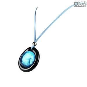 2469 ORIGINALMURANOGLASS Круглая голубая подвеска из стекла соммерсо - муранское стекло - Original Murano Glass OMG 5 см