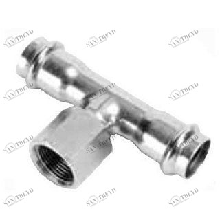 Тройник В-пресс 35 x 1/2" x 35 нержавеющая сталь IBP PS4130G0350435