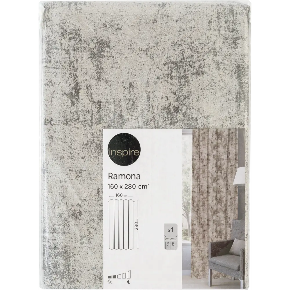 Штора на ленте Ramona 160x280 см цвет серый 83406940 STLM-2184960 INSPIRE  - Вид №4