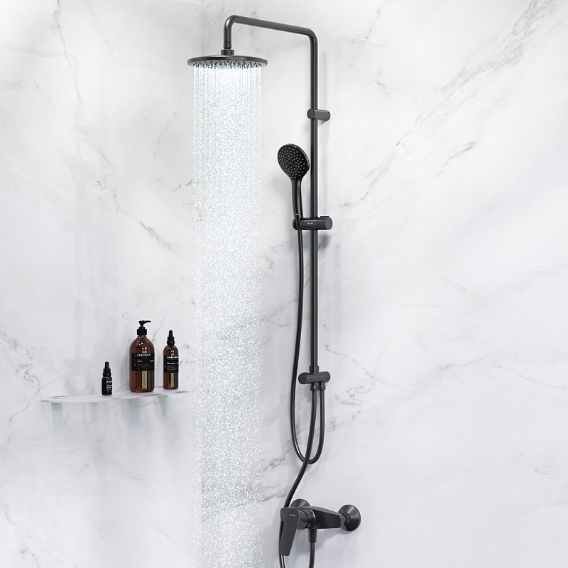 F42890A24 набор 2в1: см-ль д/душа верхний душ d 220 мм ручн.душ 110 мм 1 ф-ция душевая штанг AM.PM Gem - Вид №1