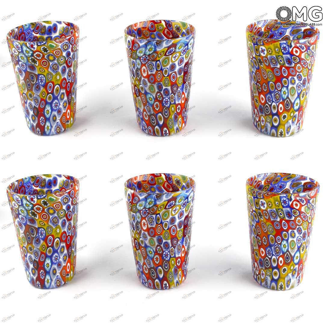 1365 ORIGINALMURANOGLASS Набор из 6 стаканов Гото Миллефиори - Millefiori Goto in Murrine - муранское стекло 8 см 