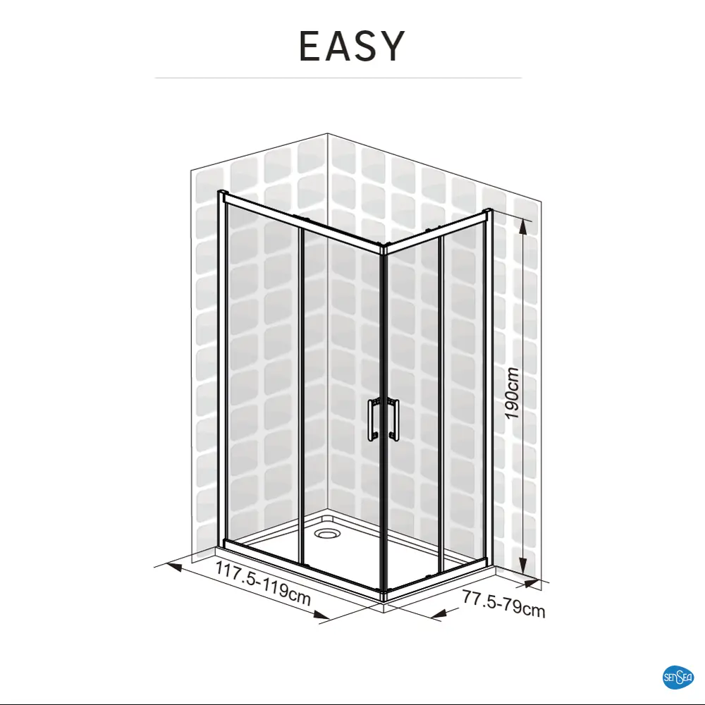 Комплект стекол для душевой ширмы Sensea Easy 120x80 см прозрачное стекло, цвет профиля на выбор 85868667 STLM-2005902 - Вид №21