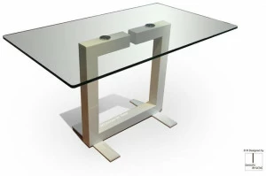 Gonzalo De Salas Прямоугольный обеденный стол из железа и стекла Isis