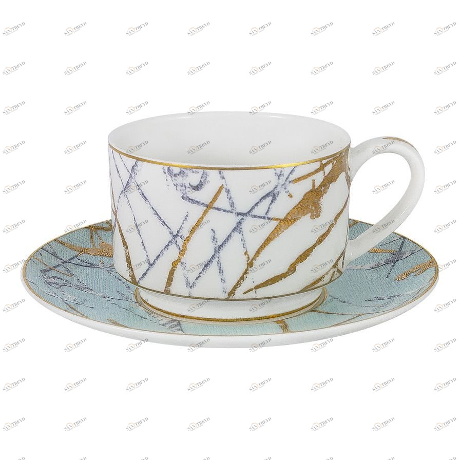 Чашка фарфоровая серебристо-золотистая с блюдцем "Марсель" ANNA LAFARG EMILY МАРСЕЛЬ 00-3946854 Золото;серебро