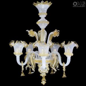 1058 ORIGINALMURANOGLASS Люстра Элегантная - White Medium - белое муранское стекло OMG  см