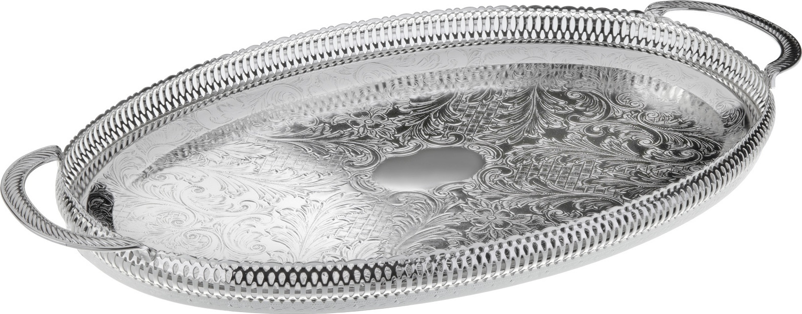 10611767 Queen Anne Поднос овальный с ручками Queen Anne 44x25см, сталь, посеребрение Сталь нержавеющая с посеребрением 