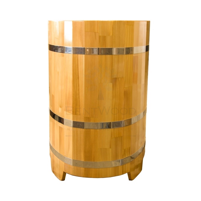 1370 Купель овальная из сращенных ламелей лиственницы 0,69х1,31х1,0 натуральная Alyarus  - Вид №9