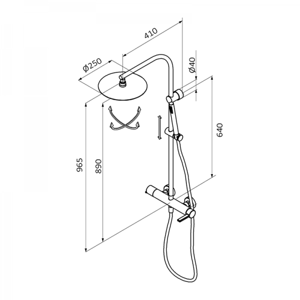 74499740 PREMIUM Смеситель для душа с колонкой Хром GRB MIXERS AXIS - Вид №1