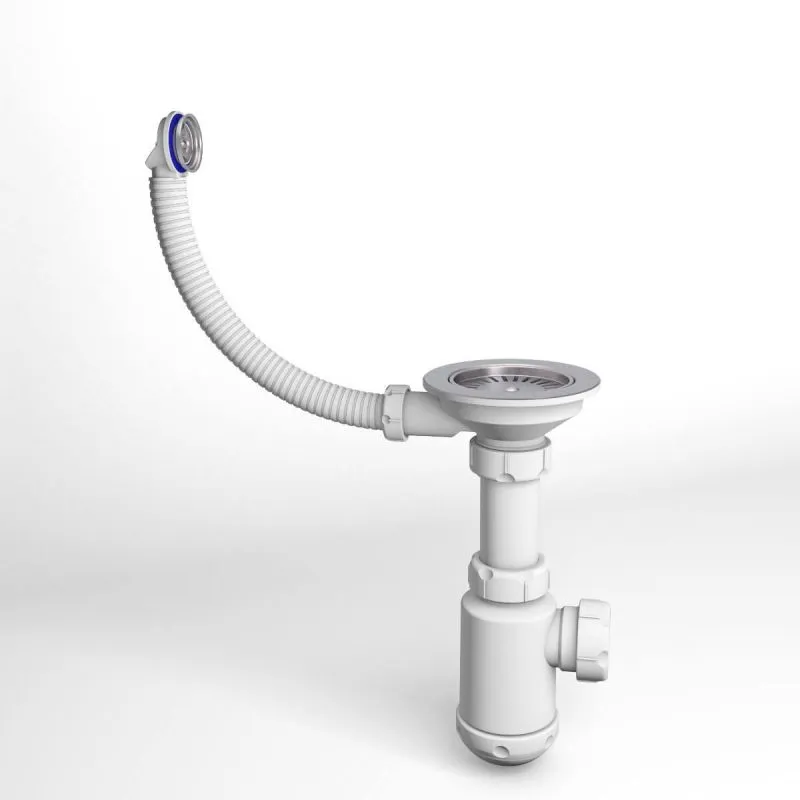 1- ый Сифон Санпласт GRAND 3 1/2" с круглым переливом(метал) GRANFEST С.Н.310-11-24