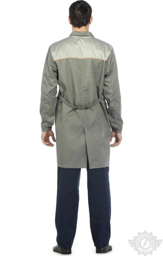 65755 Халат "Профессионал" мужской темно-серый со светло-серым  Одежда для обслуживающего персонала  размер 56-58/182-188 Спецодежда  - Вид №3