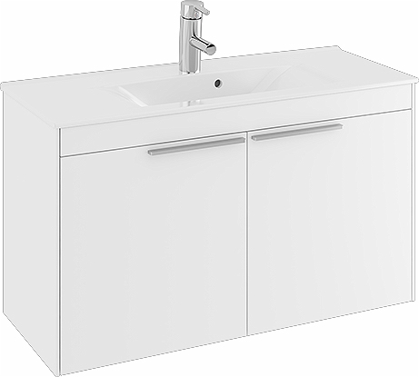 47380 Комплект мебели IFO Sense, умывальник тонкий, с двумя дверцами, компактный, Ш = 600 мм, Ш1 = 615 мм, белый  - Вид №3