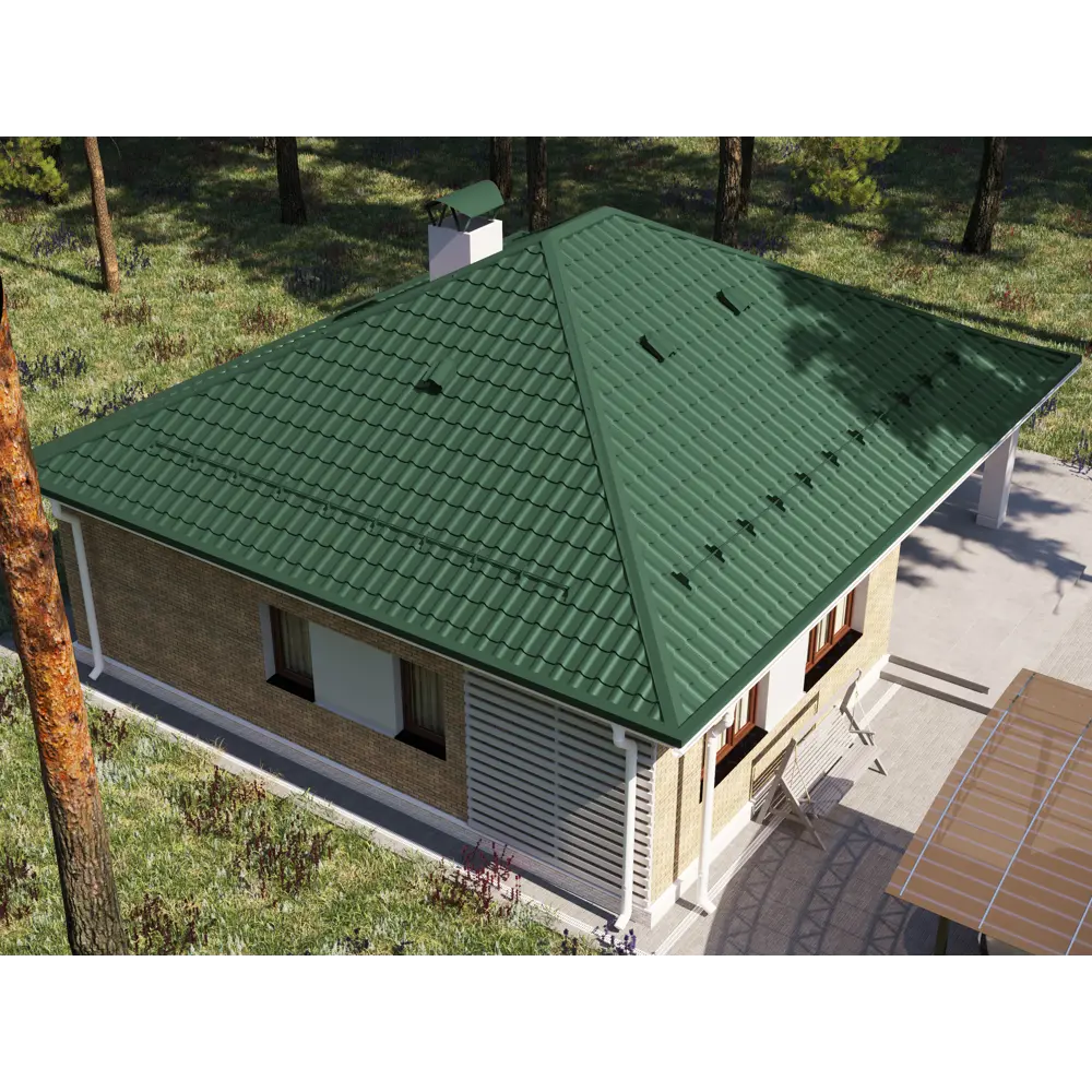 Металлочерепица 0.4 мм 2250x1180 мм RAL 6005 зелёный 12232191 STLM-2178955 Santreyd  - Вид №3