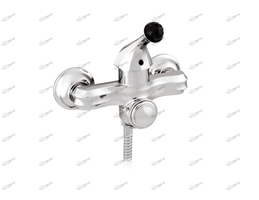 038113.N00.50 Монолевер для ванны с черным кристаллом swarovski Яркий хром Mestre Indica