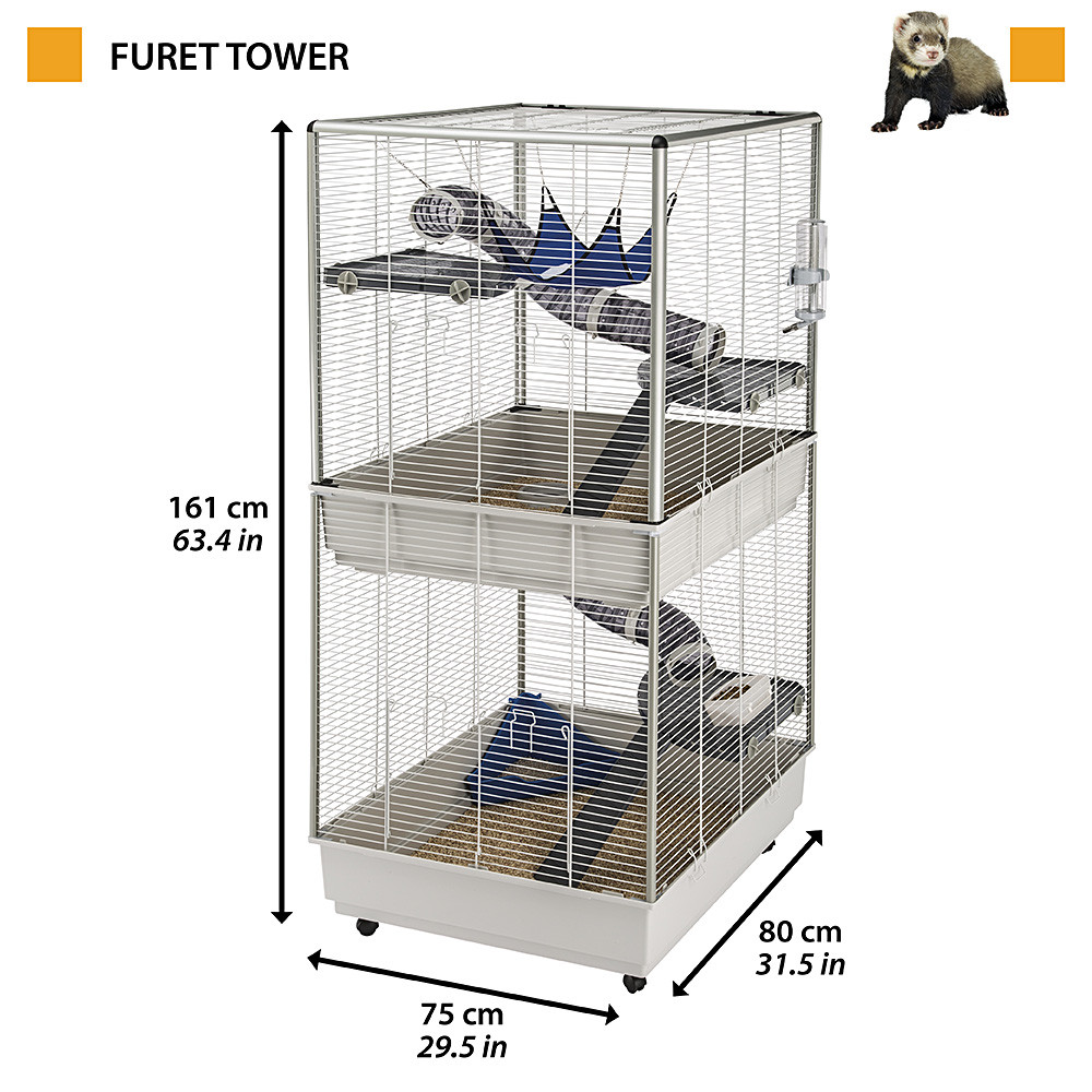 Т0026562 Клетка для грызунов FURET TOWER для хорьков, двухэтажная 75x80x161см FERPLAST  - Вид №1