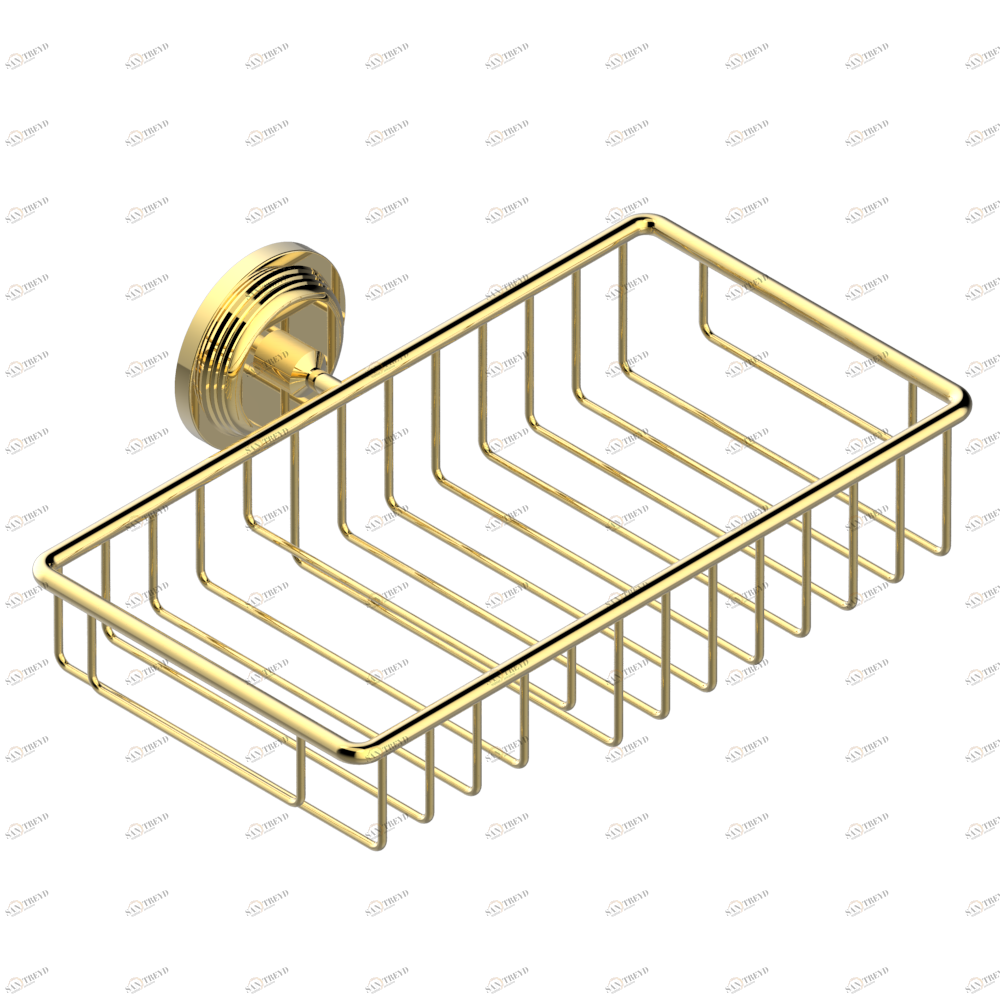 U9E-2620 Полочка комбинированная для мыла и мочалки с фланцем 240 x 130 мм Thg-paris West coast с ручками-крестиками с чёрным ониксом Покрытие PVD золотистый цвет U9E-2620 CAT.F