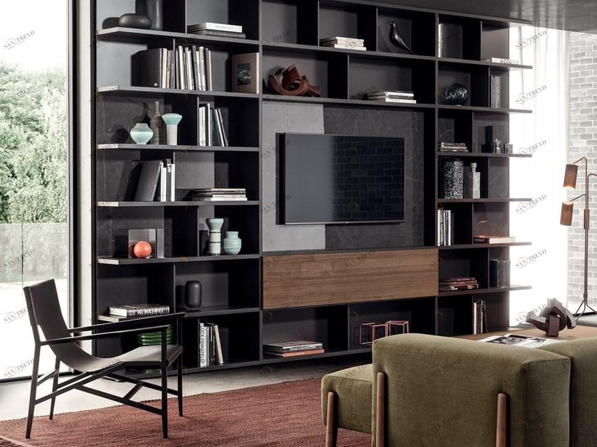 PIANCA Модульный книжный шкаф из дерева с торцом без бортика Spazioteca sun-id-1490928