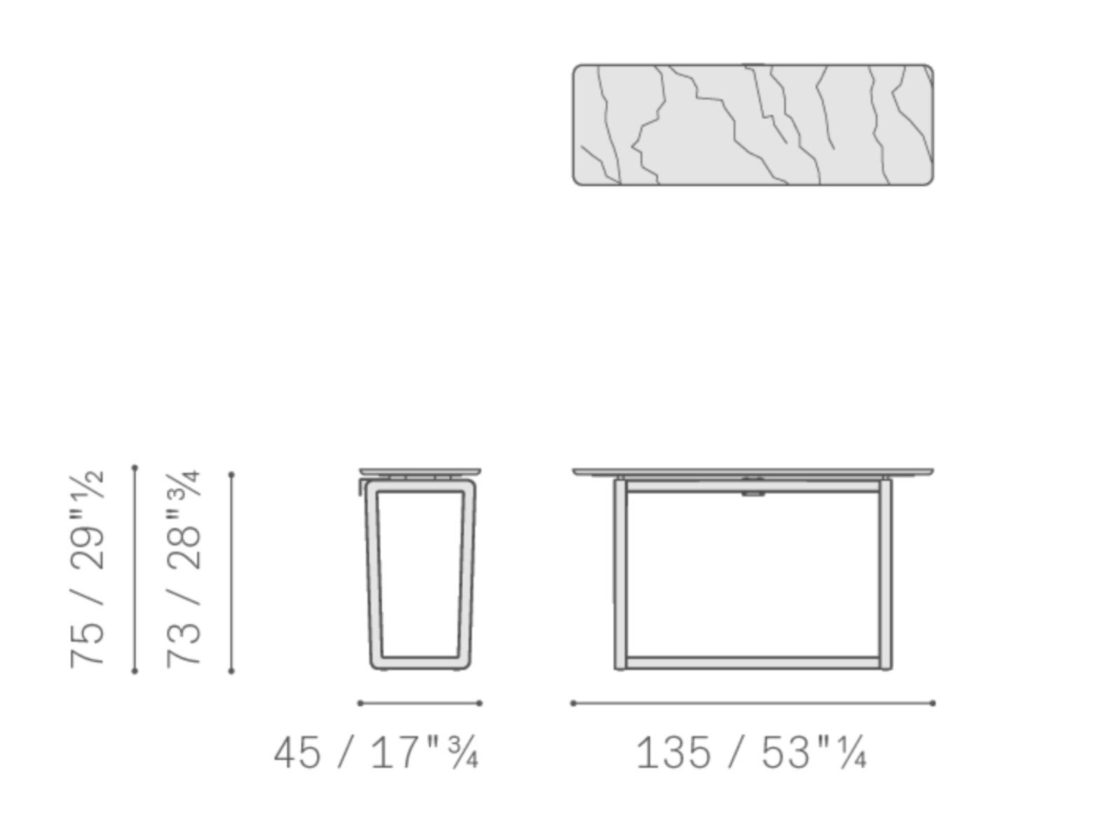 Прямоугольная консоль из дерева и мрамора Poltrona Frau коллекция-мебель и аксессуары ARCH-00073658 - Вид №3