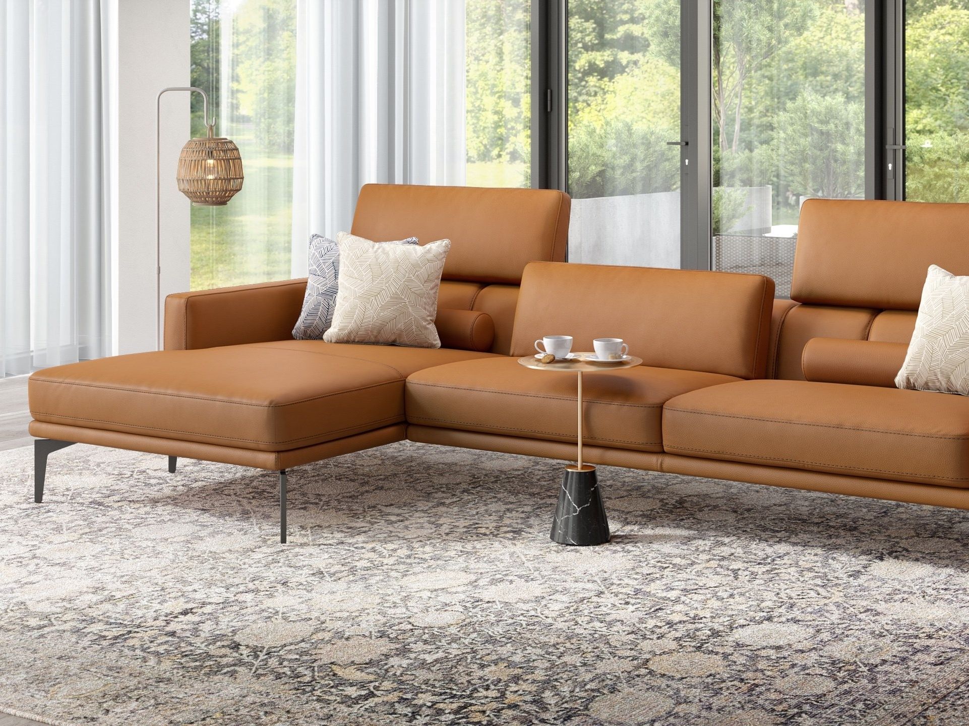 Кожаный диван с полуостровом Sofanella SALERNO ARCH-00087736 - Вид №4