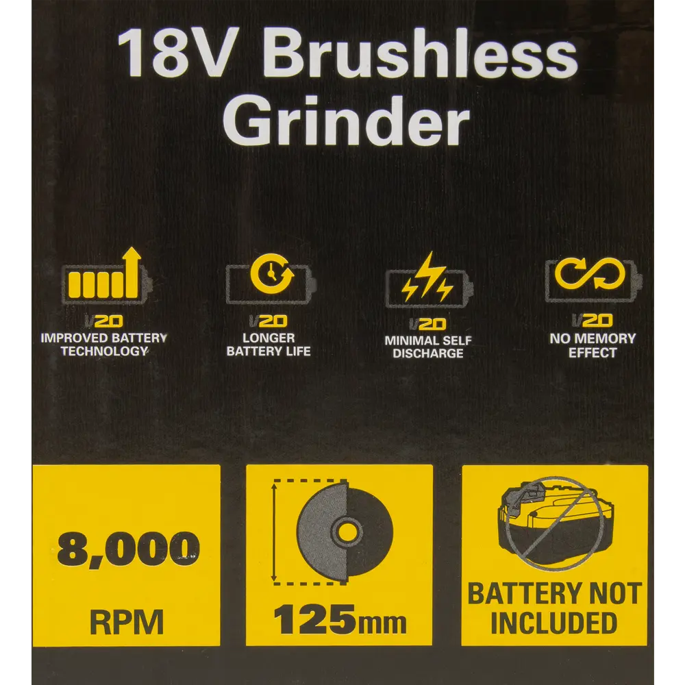 УШМ аккумуляторная бесщеточная Stanley Fatmax SFMCG700B-XJ, 18 В, 125 мм, без АКБ и ЗУ STLM-2110584 - Вид №8