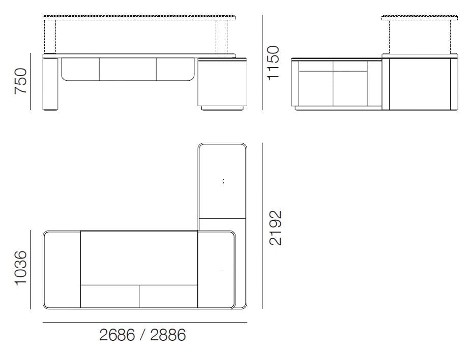 Направленный регулируемый по высоте стол со встроенной полкой PROF ARCH-00007529 - Вид №11