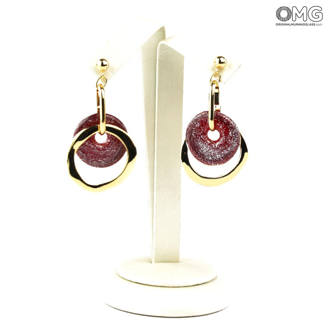 3823 ORIGINALMURANOGLASS Серьги Скарлатто - Коллекция Antica Murrina - муранское стекло OMG 5 см  - Вид №1