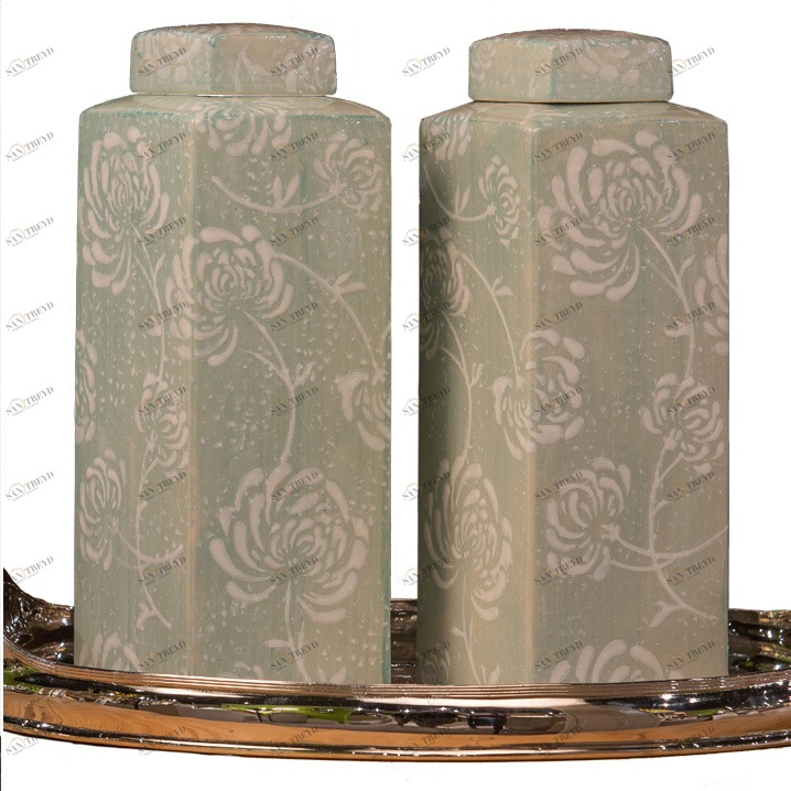 Ваза керамическая голубая Lona, 2 штуки BUREAU ДИЗАЙНЕРСКИЕ 262977 Бежевый 