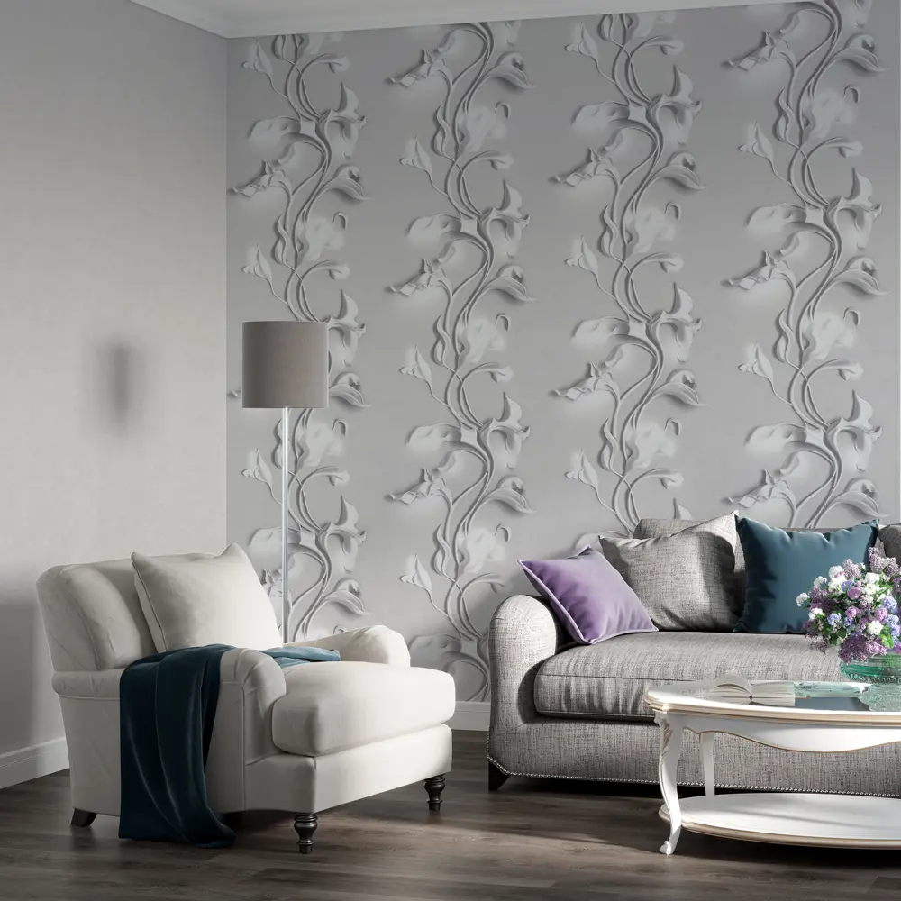 Обои флизелиновые Palitra Home Barelief светло-серые 1.06 м HC72276-24 STLM-2054329 - Вид №4