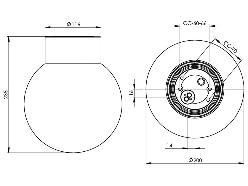 Настенный светильник / потолочный светильник из матового стекла и фарфора Ifö Electric Classic Globe ARCH-00148936 - Вид №12