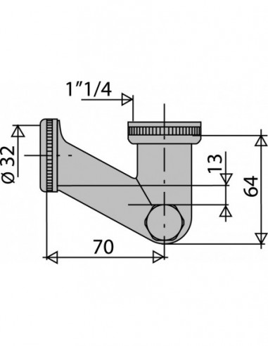 161300 000 00  V-образный сифон для умывальника или биде, выход Д. 32 мм, хромированная латунь Valentin Хром  - Вид №2