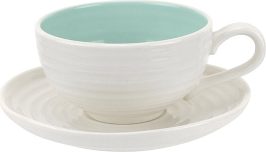 10624132 Portmeirion Чашка чайная с блюдцем Portmeirion "Софи Конран для Портмейрион" 200мл (мятная) Фарфор 