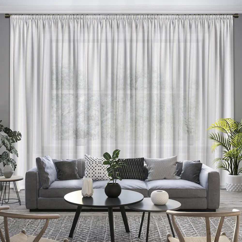 Тюль 1 м/п Полосы батист 300 см цвет бежево-коричневый GARDEN STLM-2017665 - Вид №4