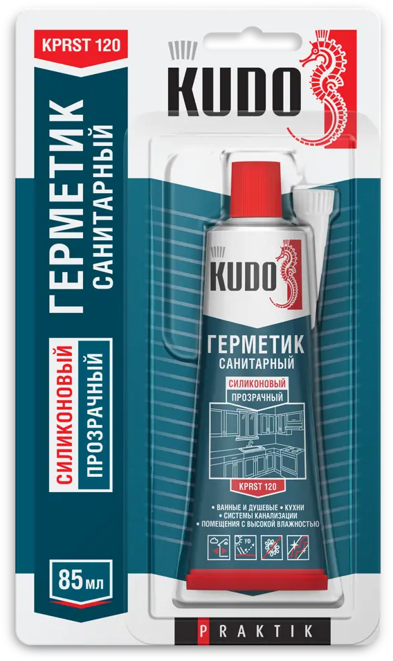 Санитарный силиконовый герметик KUDO для влажных помещений 85 мл 84579989