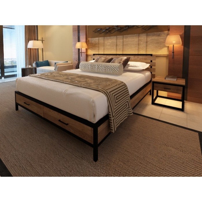 Тумбочка прикроватная белая с ящиком Neo Loft MILLWOOD RAW 134462 Белый;черный  - Вид №2