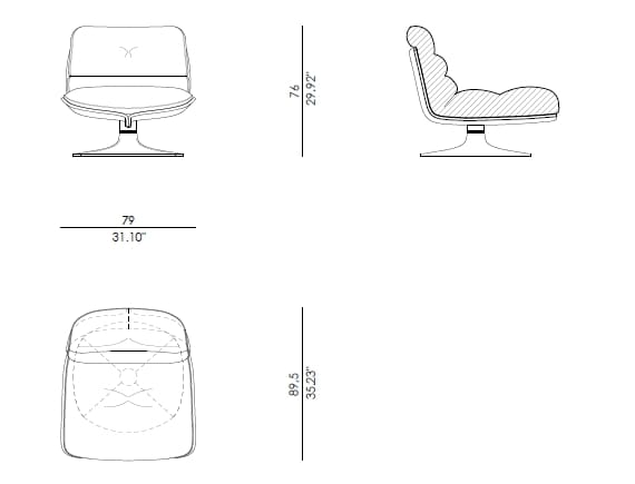 Тканевое вращающееся кресло Enne MOHO ARCH-00151784 - Вид №8