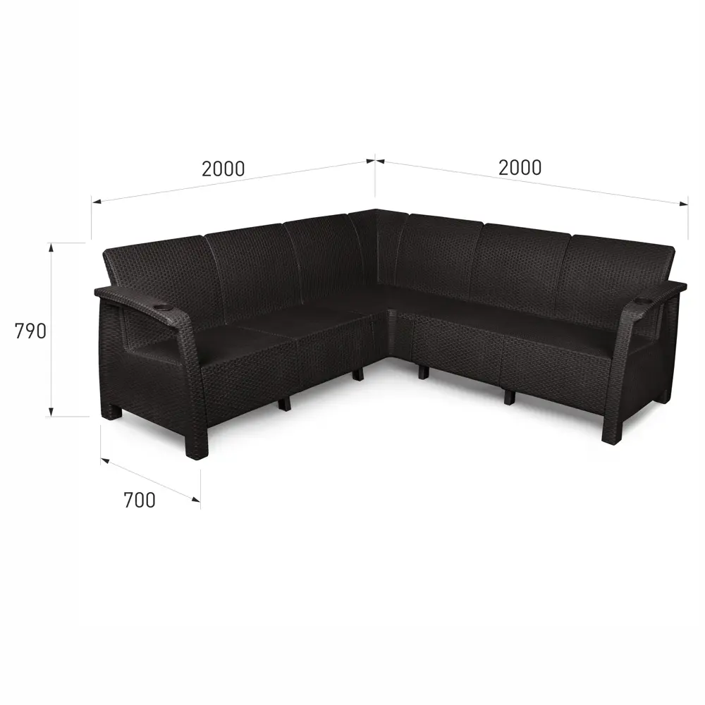 Диван Ротанг-плюс 200x200x79 см полипропилен мокко Santreyd STLM-2058664 - Вид №1