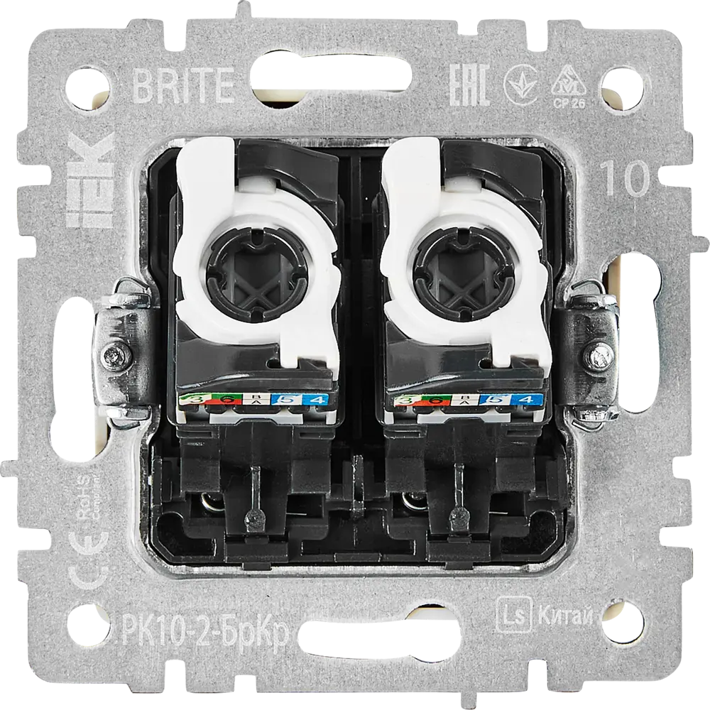 Компьютерная розетка IEK Brite двойная встраиваемая RJ45 Cat 5e 87761512 STLM-1113984 - Вид №3