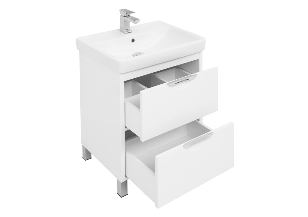 Тумба под раковину Aquanet Гретта 60 New белый (2 ящика) 00233577 - Вид №3