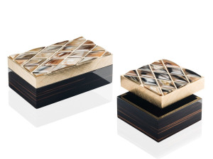 24K позолоченный эбеновый и латунный контейнер