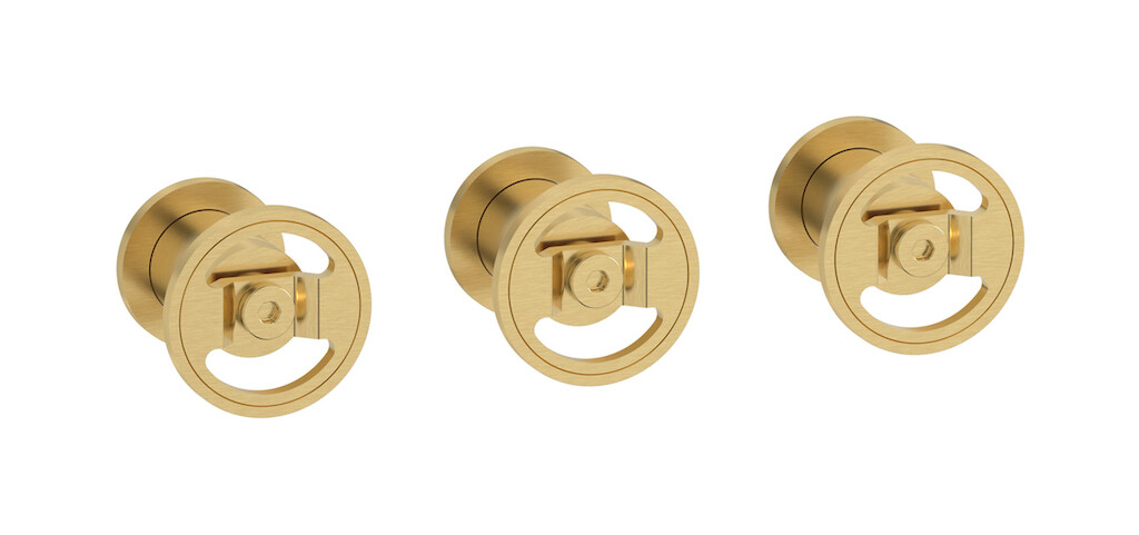 Встроенный смеситель для душа на 3 отверстия с двухходовым дивертером WE ARE IB b1410os Brushed Gold Bold